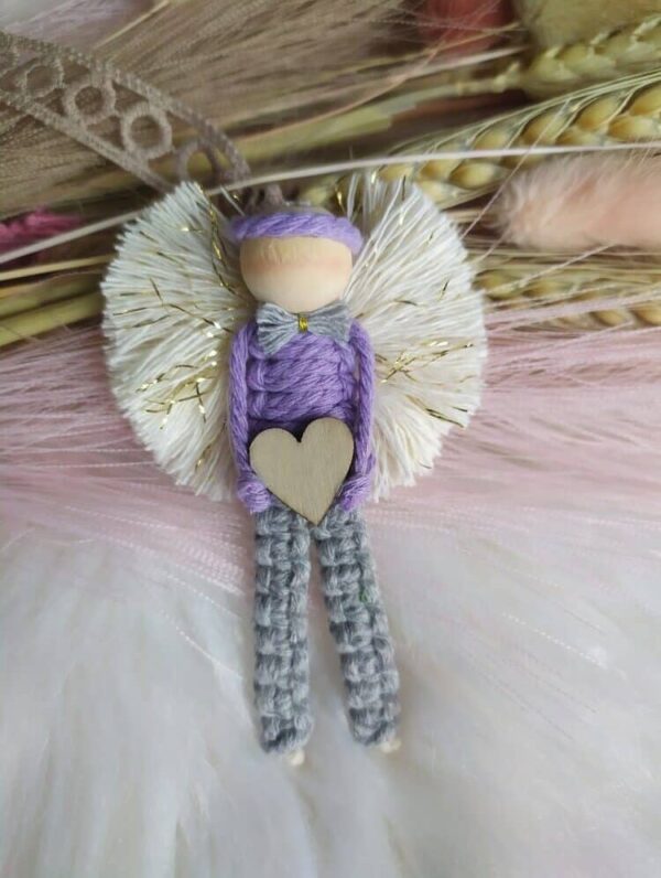 Magnet Ange Mauve/Gris